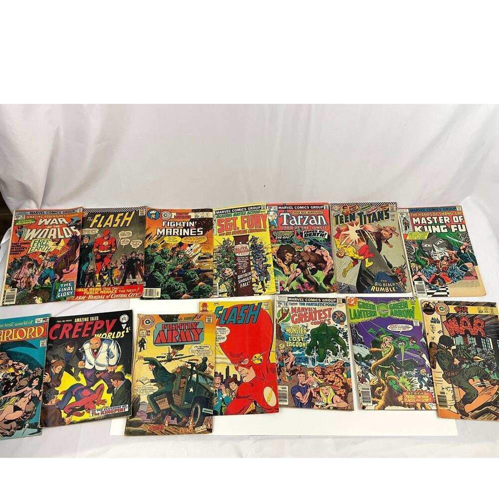 VTG Lot of 13 Comic Books Silver Age Marvel DC War of the Worlds SGT Fury Tarzan